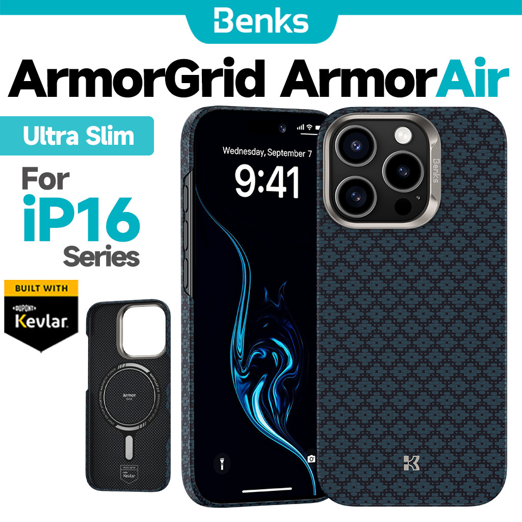 [Benks Official] Benks สําหรับ IPhone 16 Pro Max Magnetic ArmorGrid ArmorAir Case สร้างขึ้นด้วย Kevlar Aramid Fiber Ultra Slim และน้ําหนักเบา Minimalist Casing Hard Cover