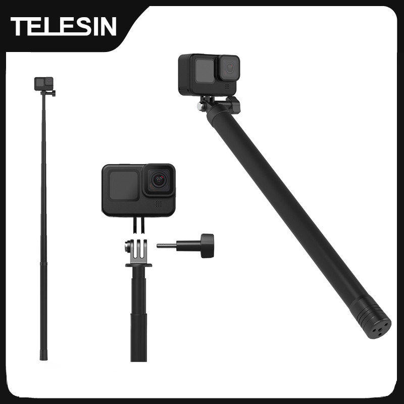 TELESIN 2.7M 3M Ultra Long Monopod คาร์บอนไฟเบอร์ Selfie Stick สําหรับ GoPro Hero 12 11 10 9 8 7 Max
