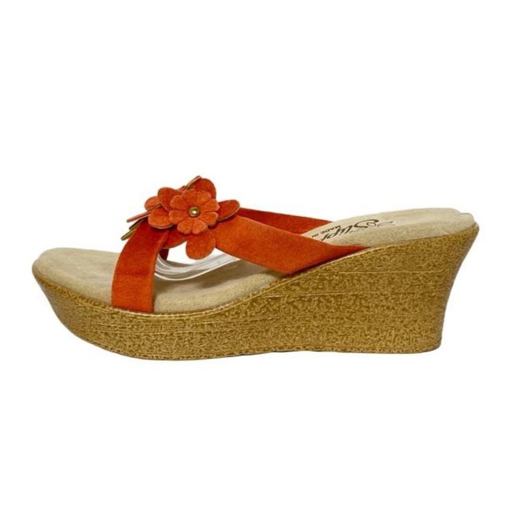 Orange ISLAND SLIPPER Sandals Wedge sole flour Women Direct from Japan Secondhand