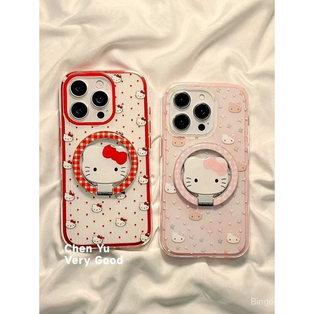 เคสโทรศัพท์ แม่เหล็ก วงเล็บ KT Cat น่ารัก รองรับ iPhone 7 8 X XS XR XSMAX 11 12 13 14 15 16 17 Pro max Plus Air กันกระแทกป้องกันกรณีรวมทุกอย่าง