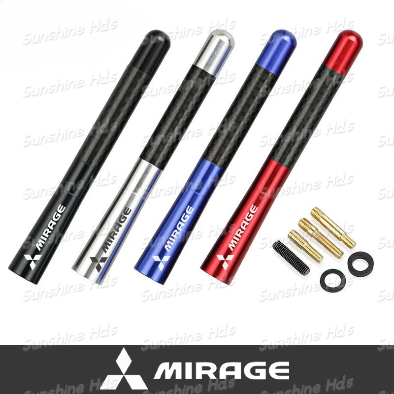 MITSUBISHI Universal 12 ซม.Mitsubishi Mirage เสาอากาศรถยนต์คาร์บอนไฟเบอร์วิทยุ FM Antena สีดําชุดสํา