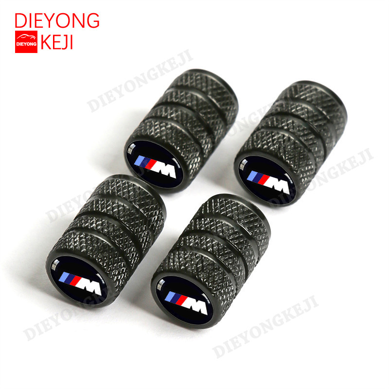 【🌞ส่งไว มีCOD】จุกลมยางรถยนต์ พร้อมโลโก้ จุกปิดลมยาง ฝาปิดจุกลม ยางรถยนต์ BMW M สีขาว/สีดำ 1 ชุด (4 อัน) - Car Tire Valve Caps