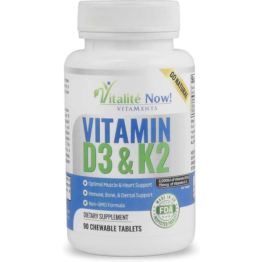 Best Vitamin D3 2000 IU + K2 - Optimized Absorption in Best Form MK7 เพื่อสุขภาพปอด กระดูกแข็งแรง & 
