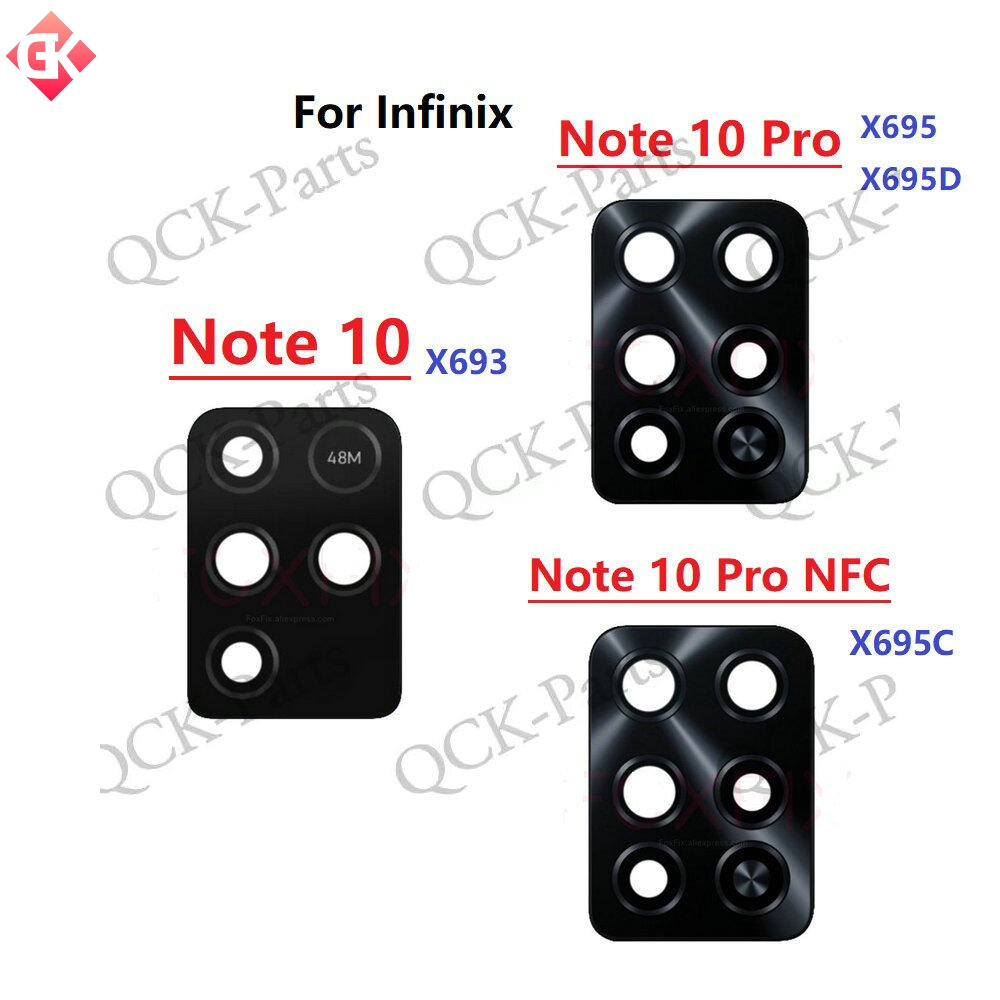 สําหรับ Infinix หมายเหตุ 10 Pro NFC กล้องด้านหลังฝาครอบเลนส์เปลี่ยน + สติกเกอร์ Note10 X693 X695 X69