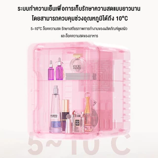 LENODI ตู้เย็นมินิ 13L ใส่ท้ายรถได้ ตู้เย็นเก็บเครื่องสำอาง แช่แผ่นมาส์ก ตู้เย็นหอพัก ตู้เย็นเก็บนม หรี่แสงLEDได้ 3 ระ