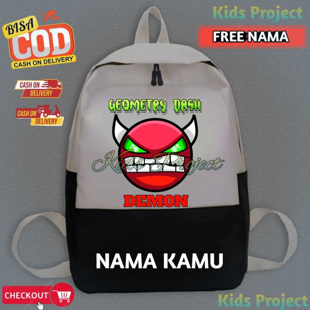 Demon Geometry Dash Game Character กระเป๋าเป้เด็ก