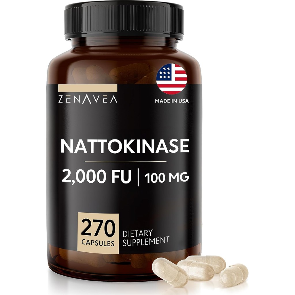 อาหารเสริม Nattokinase - 2000 FU of Enzyme - 270 แคปซูลของ Nattokinase 100mg - ปราศจากกลูเตน ไม่ใช่จ