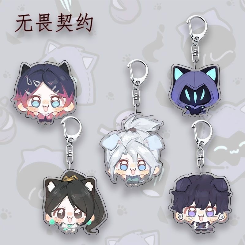 VALORANT Love Letter Series อะนิเมะพวงกุญแจ Jett Omen Clove อะคริลิค Key Chain Man Kawaii Key แหวนผู