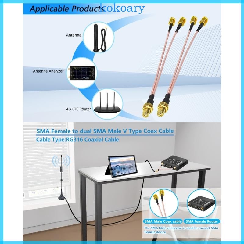 KOK SMA Splitters Cable SMA Male to Double SMA Female Cable for 3G 4G Routers
