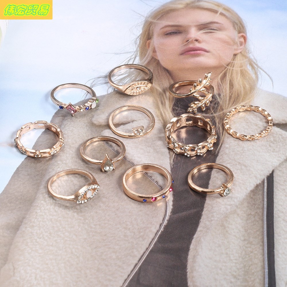 แหวนทรงหยดน้ำและKnuckle Ring สีเพชร 11 แบบ