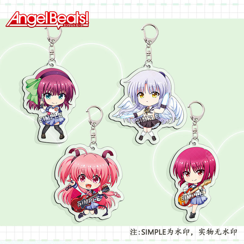 อะนิเมะ Angel Beats Tachibana Kanade อะคริลิค KeyChain น่ารักการ์ตูนตัวอักษร Key Chain Key แหวนสําหร