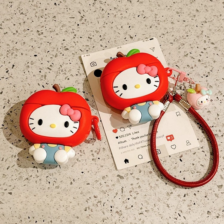 สําหรับ Samsung Galaxy Buds 3Pro กรณีน่ารักการ์ตูนสีแดง hello Kitty Dust Plug พร้อมจี้สําหรับ Samsung Buds 3 หูฟังไร้สายบลูทูธกรณีป้องกันกรณี