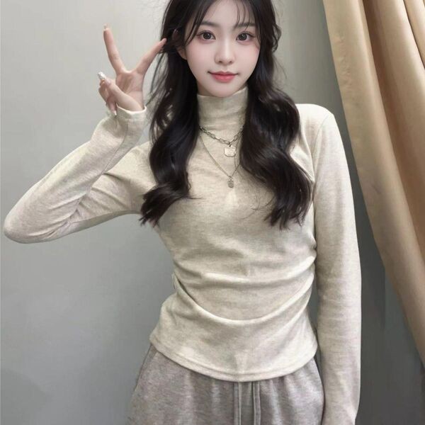 เสื้อไหมพรมคอเต่า ฮีทเทค แคชเมียร์ 280g ครึ่งคอเต่า Bottoming เสื้อผู้หญิงภายในเอวแคบ Slimmer ดู All