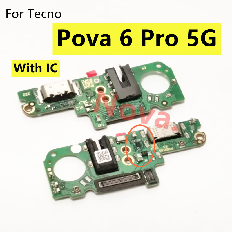 Fast Charging สําหรับ Tecno Pova 6 Pro 5G USB ชาร์จ Dock พร้อม IC Connector Flex Cable Repair Part