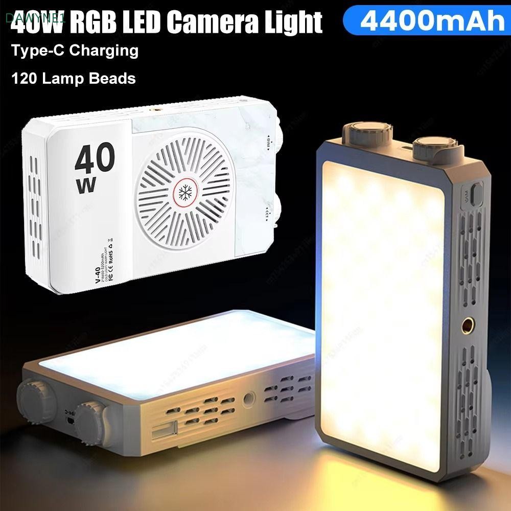DWAYNE1 ไฟกล้อง LED RGB, 40W 2800-9000K Mini LED Video Lamp, Multi-functional 4400mAh แบตเตอรี่ FX 8