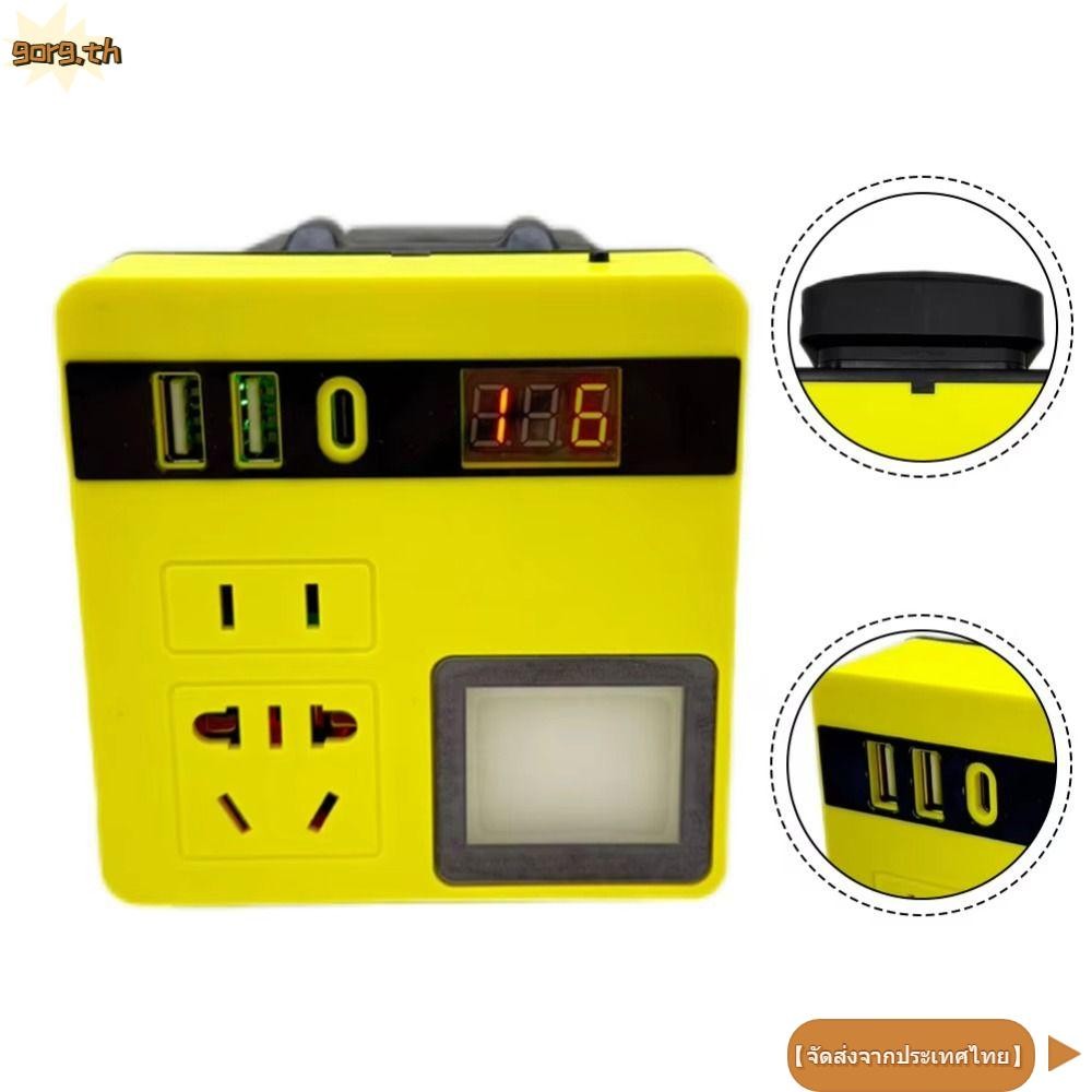 GORG อินเวอร์เตอร์แบตเตอรี่ลิเธียม, 120W พร้อมอินเวอร์เตอร์แบตเตอรี่ไฟ,มัลติฟังก์ชั่นแบบพกพา DC 21V ถึง 220V หม้อแปลงไฟฟ้าแปลงไฟสําหรับ Makita สําหรับกิจกรรมกลางแจ้ง