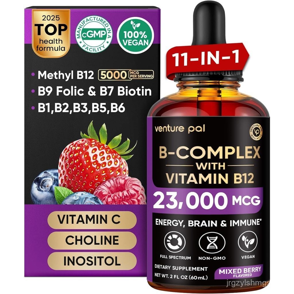 Venture Pal 11-in-1 Vitamin B Complex Liquid Drops, B12 Methylcobalamin | บี9 โฟลิค | B1,B2,B3,B5,B6