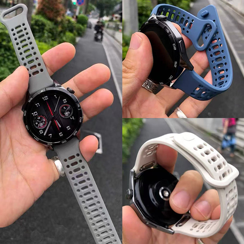 ปุ่มปลดเร็ว สายซิลิโคนสําหรับนาฬิกา Huawei GT6 6Pro GT5 GT4 GT3 GT 6 5 4 3 46 มม.42 มม.นาฬิกา 5 4 Runner Ultimate buds เปลี่ยน 22 มม.20 มม.สร้อยข้อมือ ventilate