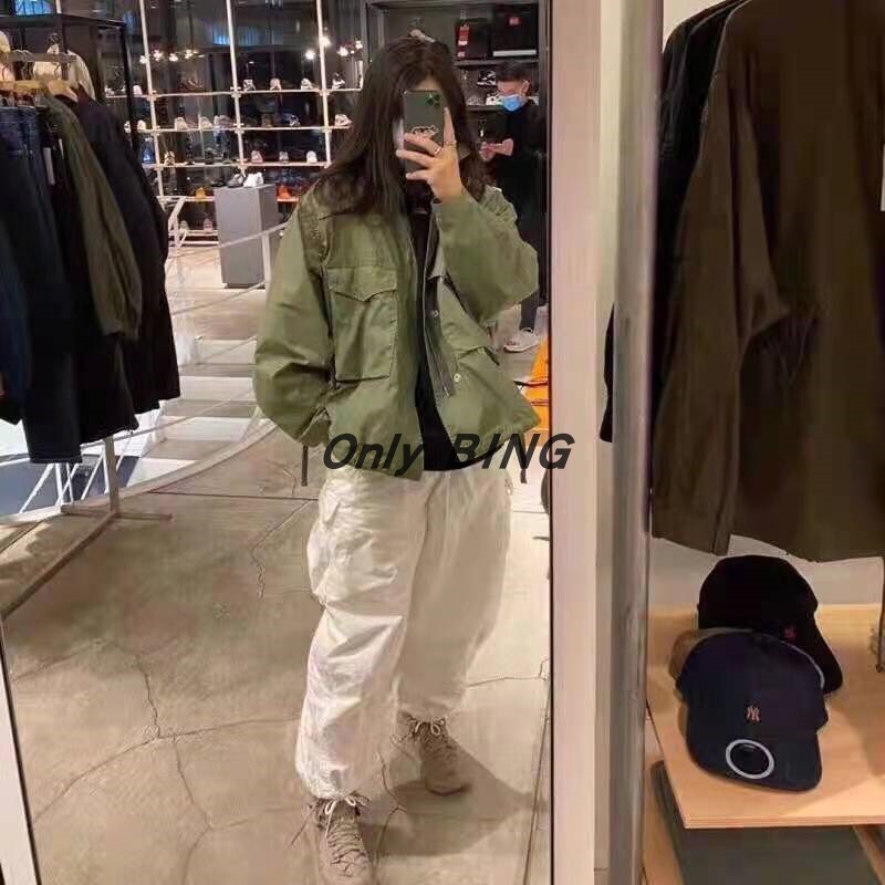 BEAMS Military Style Functional Jacket ญี่ปุ่นหลวมสบายๆผู้ชายผู้หญิง M65 เครื่องมือบาง Retro Lapel J