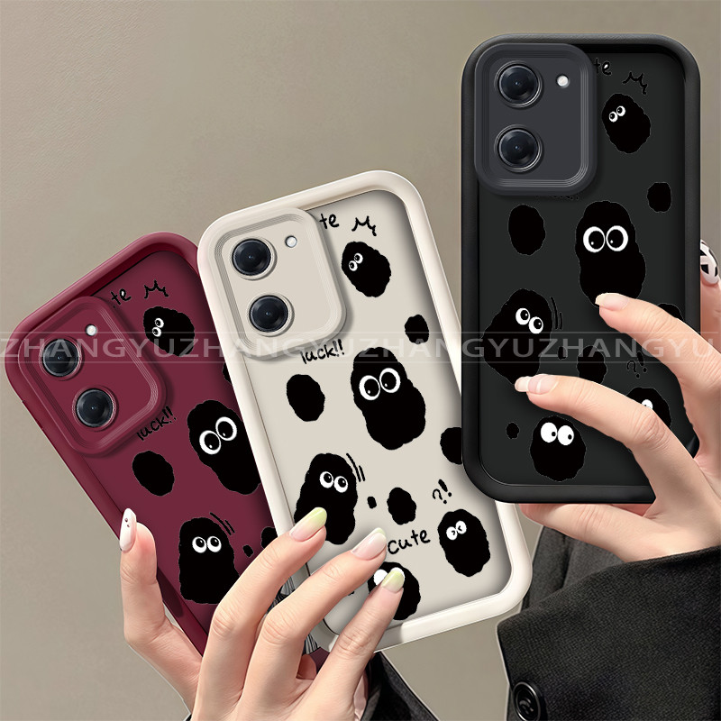 เหมาะสําหรับ VIVO Y03 Y03T Y18E Y18 4G เคสโทรศัพท์ใหม่สีดําการ์ตูนถ่านหินรูปแบบความงามปกอ่อน JT06