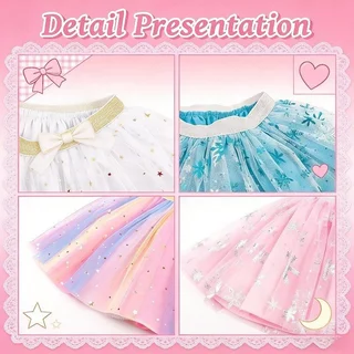 กระโปรงเด็ก tutu เจ้าหญิง กระโปรงฟู ตาข่าย สีรุ้ง ลายหิมะ เต้นรำ งานแสดง วันเกิด น่ารัก