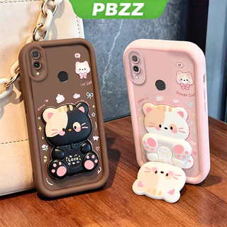 สําหรับ huawei Y7 Y9 Y9S Y9 PRIME Y7 pro 2019 Y6P 2020 เคสโทรศัพท์ Softcase กันกระแทกใหม่ออกแบบความงามพร้อมผู้ถือ 360° กระจกแต่งหน้า แมวน่ารัก สําหรับเด็กผู้หญิง JTXMMZJ