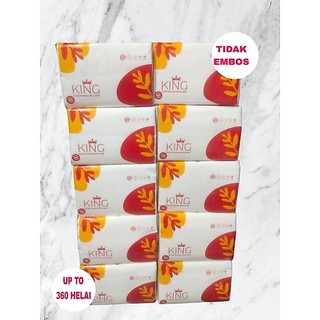 (10 PACK) TISU KING 360 HELAI TIDAK EMBOS,  ISI 10 PACK TISU MURAH UKURAN 130MM X 170 MM