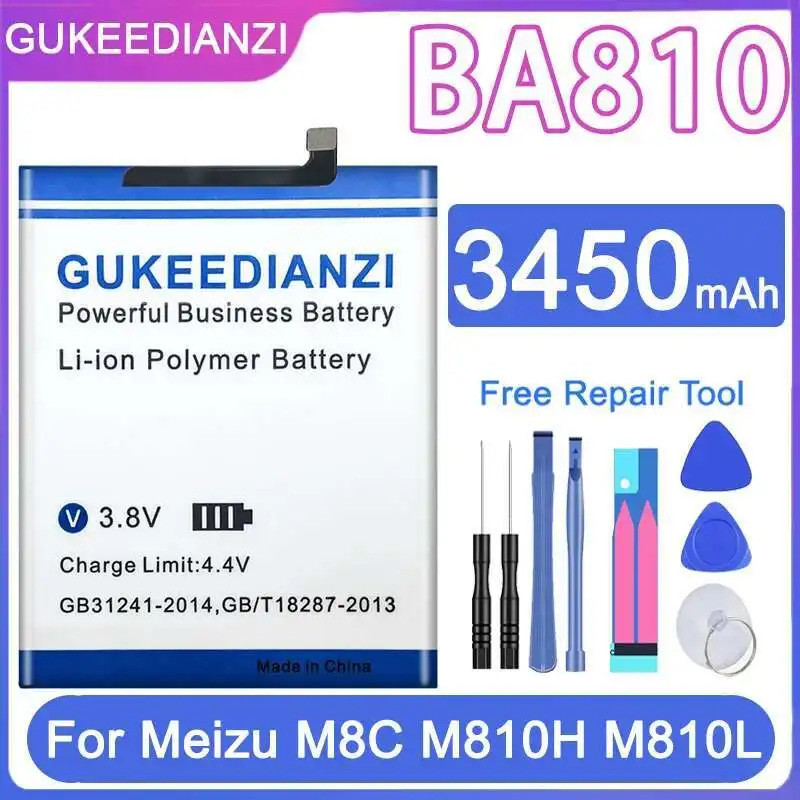 เปลี่ยนระดับพรีเมียมสําหรับ Meizu M8C M 8C M810H M810L 3450Mah BA810 แบตเตอรี่โทรศัพท์มือถือ