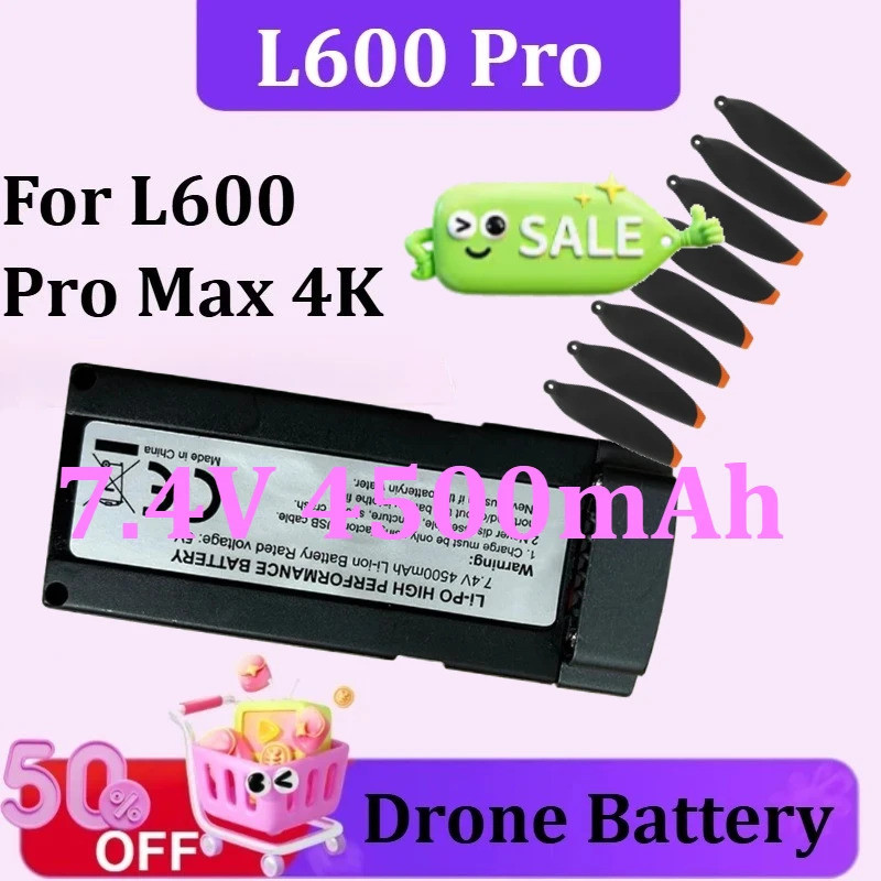 7.4V 4500mAh L600 Pro Max แบตเตอรี่ 30 นาทีอายุการใช้งานแบตเตอรี่สําหรับ L600 Pro Max 4K GPS Dron อุ