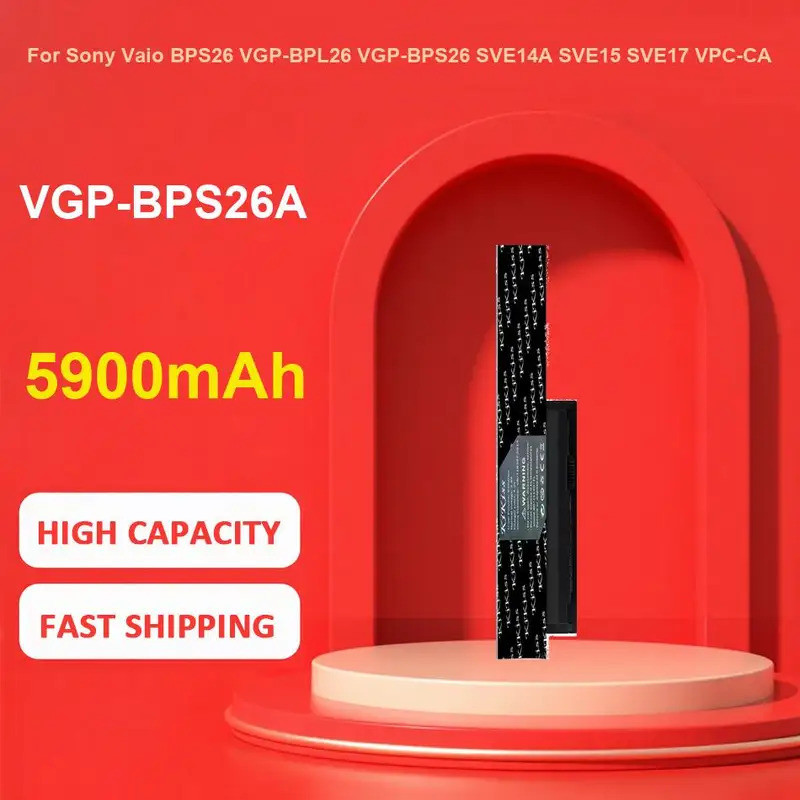 KiKiss แบตเตอรี่สําหรับ Sony Vaio BPS26 VGP-BPL26 VGP-BPS26 SVE14A SVE15 SVE17 VPC-CA VPC-CB VPC-EG 