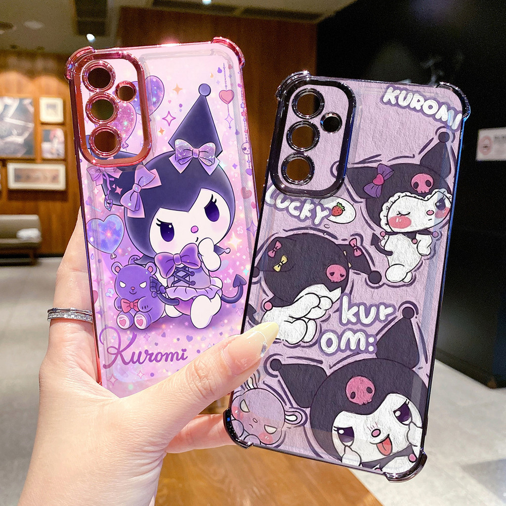เข้ากันได้กับ Samsung Galaxy A17 A07 A15 A05 A35 A55 A14 A34 A56 A36 A06 A16 Grimace Kuromi Clear Plating Case Anti Drop Cover