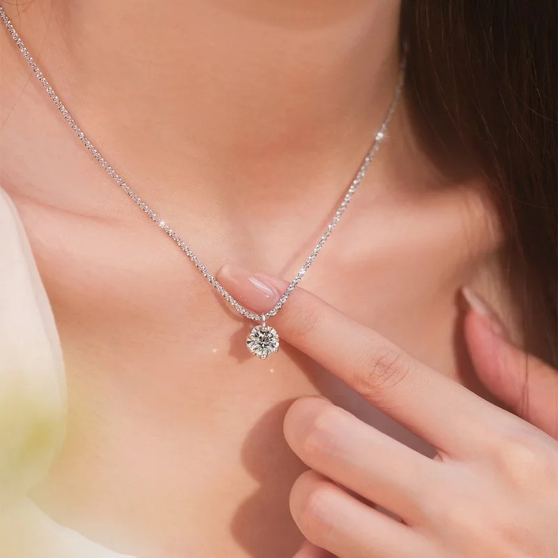 Well-made TEN CARATS 0.5-2CT Moissanite สร้อยคอผู้หญิง S925 เงินสเตอร์ลิง Super Sparkly D สี VVS1 จี