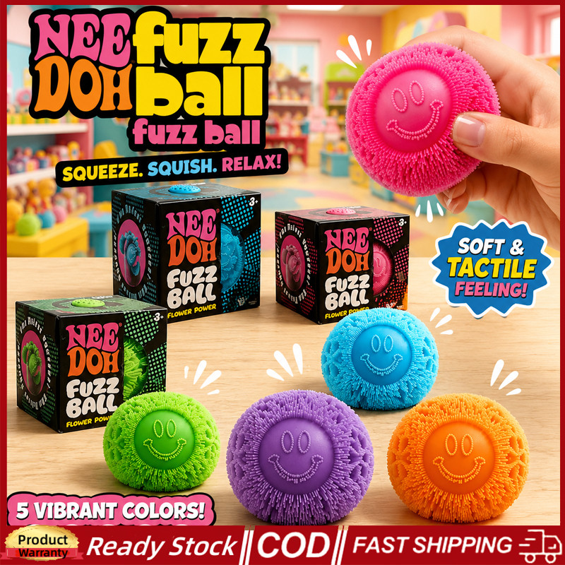 5PCS Schylling Needoh Fuzz Ball Flower Power Sensory Cube Anti-Stress, กระชับวัตถุสําหรับความเข้มข้นในคน ADHD
