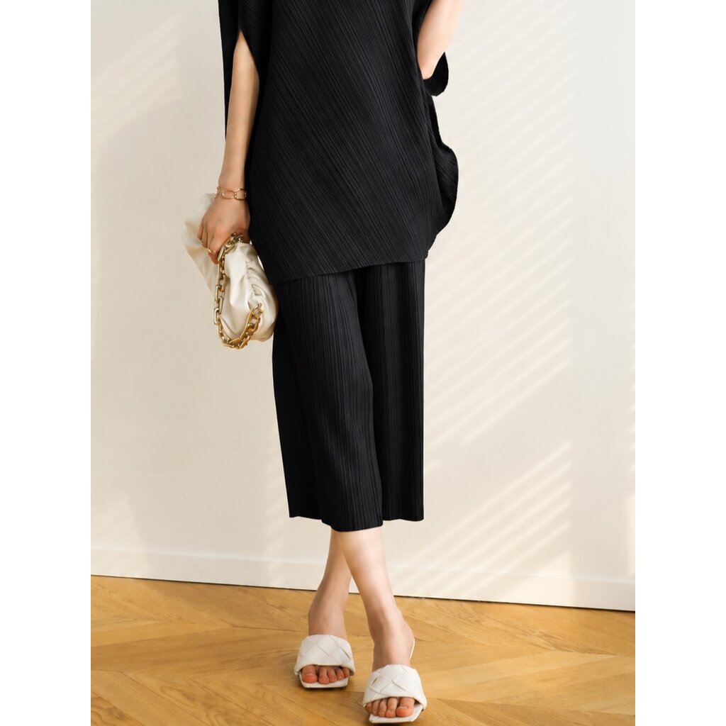 ยาว 39นิ้ว 2MUAY รุ่น GJO1453 กางเกงพลีทคุณภาพ THICK STRAIGHT LEG PLEATED PANTS 12สี FREE SIZE