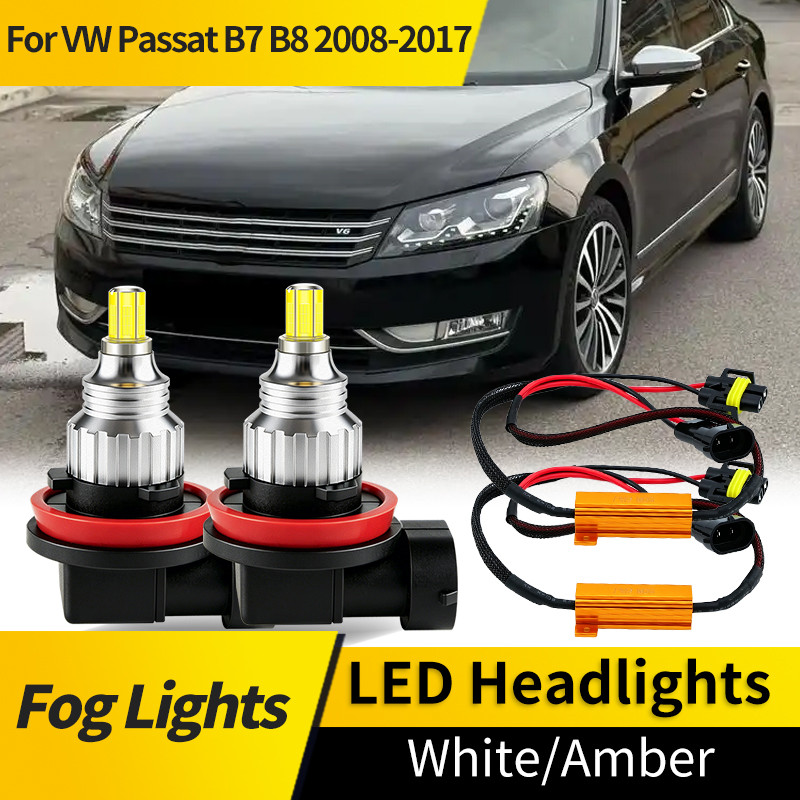 2PCS H11 LED สีขาวหมอกสําหรับ VW Passat B7 B8 2008-2017 Canbus 12V โคมไฟหลอดไฟถอดรหัส H11 H8 H16 (JP