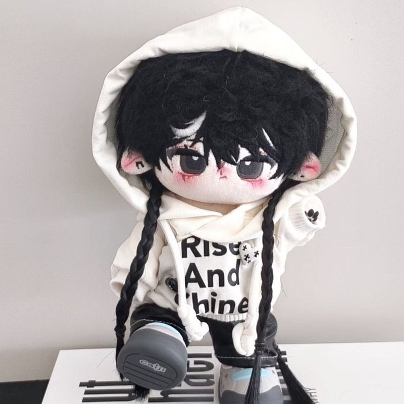 20cm娃衣黑白节& 奏甜酷套装卫衣皮裤娃衣棉花娃娃20cm Cotton Doll Dress Cute Trendy Summer Plush Doll Set Accessories Four 
