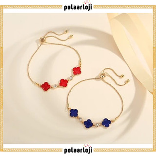PA GELANG SERUT FASHION WANITA CLOVER PERMATA TITANIUM ELEGAN GL020