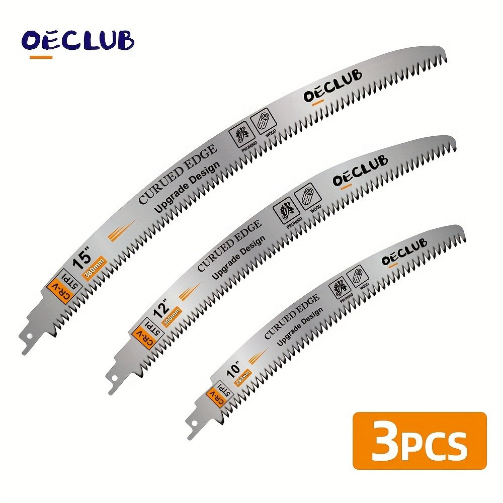 ใบเลื่อยลูกสูบโค้ง Sabre Saber เครื่องมือตัดไม้ตัดแต่งกิ่งสาขาต้นไม้ตัด Heavy Duty CRV เหล็กอัพเกรดขอบ Fast Cut Sawing อุปกรณ์เสริมชุด 10/12/15in 3 ชิ้น