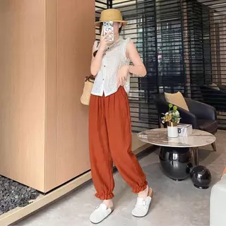 DTXmarket No.GY026 กางเกงจินนี่ กางเกงบอลลูนทรงสวย ผ้าดีใส่สบาย ผ้าลินิน กางเกงแฟชั่น
