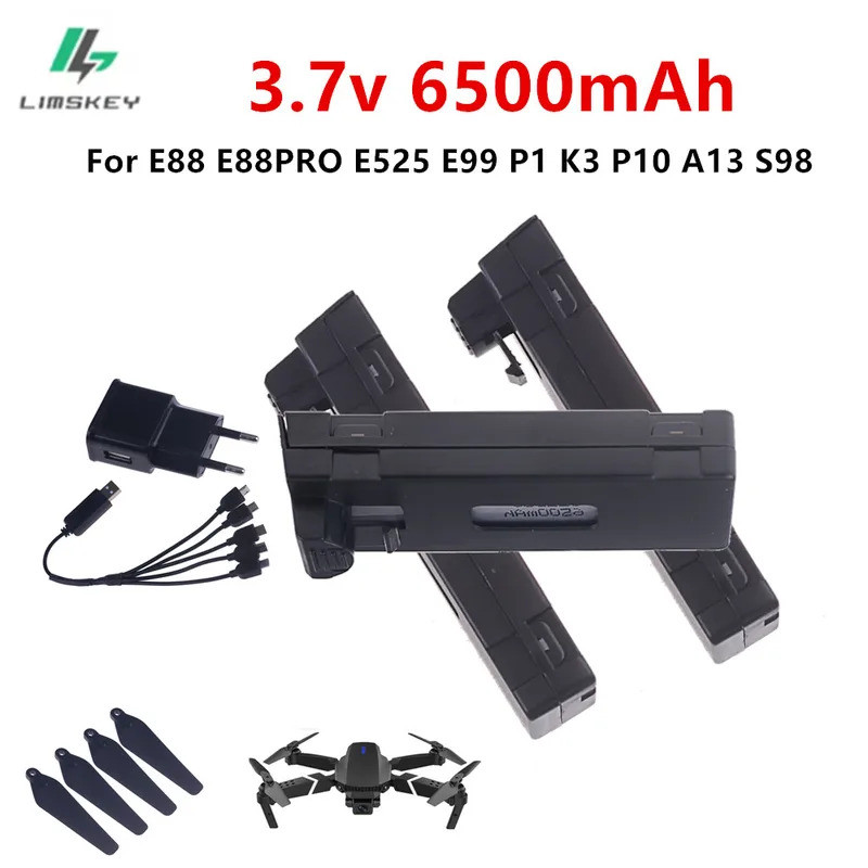 สําหรับ E88 E88 PRO E525 E525PRO P1 K3 S2 E99 K7 E55 3.7V 6500mAh แบตเตอรี่ลิเธียมความจุขนาดใหญ่พับ 