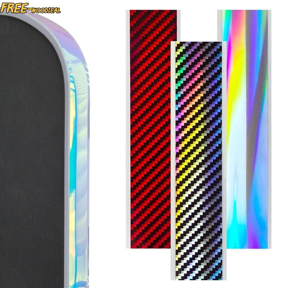 FREEWOODIEAL สติ๊กเกอร์ขอบแร็กเก็ต Pickleball, Laser Glittering Scratch-proof Frame Protective Tape, Luminous Shock Absorption Anti-fall Pickleball Paddle Edge Tape Tournament Use