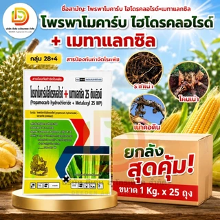(ยกลัง 1kg*25) โพรพาโมคาร์บ+เมทาแลกซิล ยกลังบรรจุ 25 kg สารป้องกันกำจัดโรคพืช ใบไหม้ รากเน่า โคนเน่า ไฟท็อป ตราสิงห์ไท