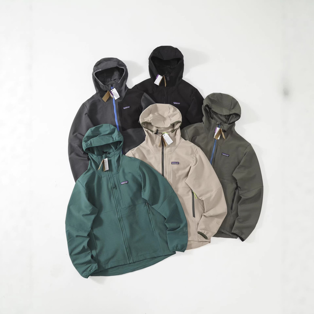 9KVK Patagonia TechFace Hoody กีฬากลางแจ้ง Windproof Soft Shell Hooded Zipper Jacket Jacket เสื้อสเว