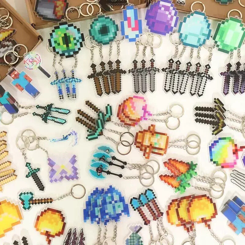 Minecraft Merchantings Minecraft พวงกุญแจ Undead พร้อม Magic Gold Apple Totem กระเป๋านักเรียนจี้ขนาด