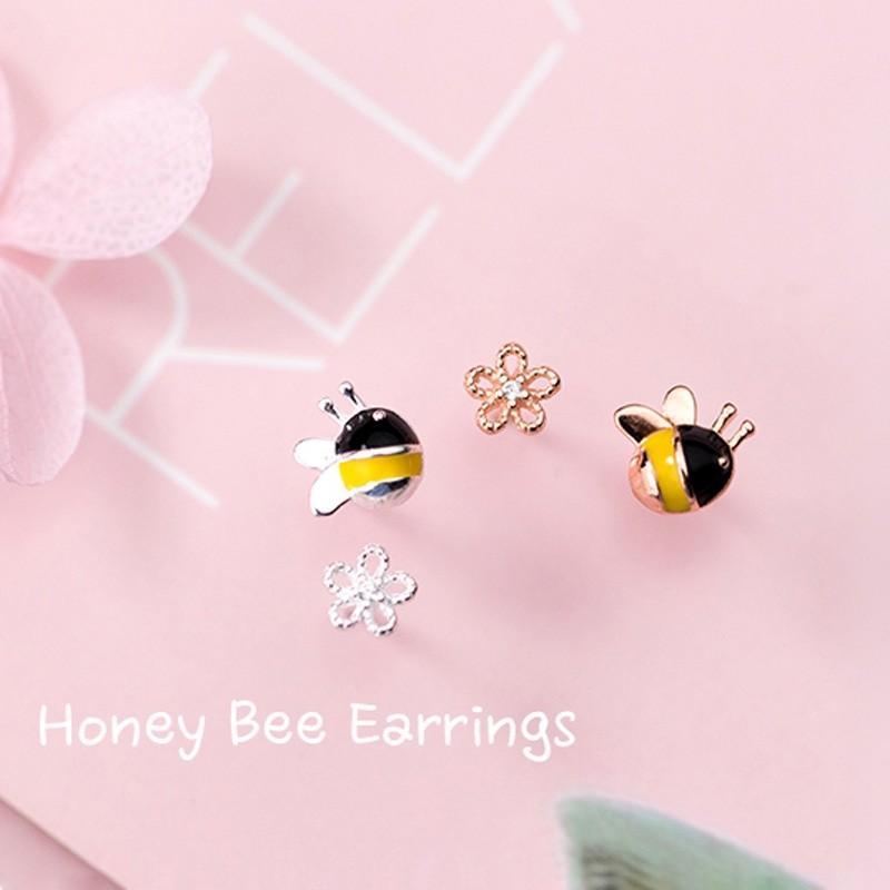 Honey Bee Earrings ต่างหูเงินแท้ S925 [MERCELO]