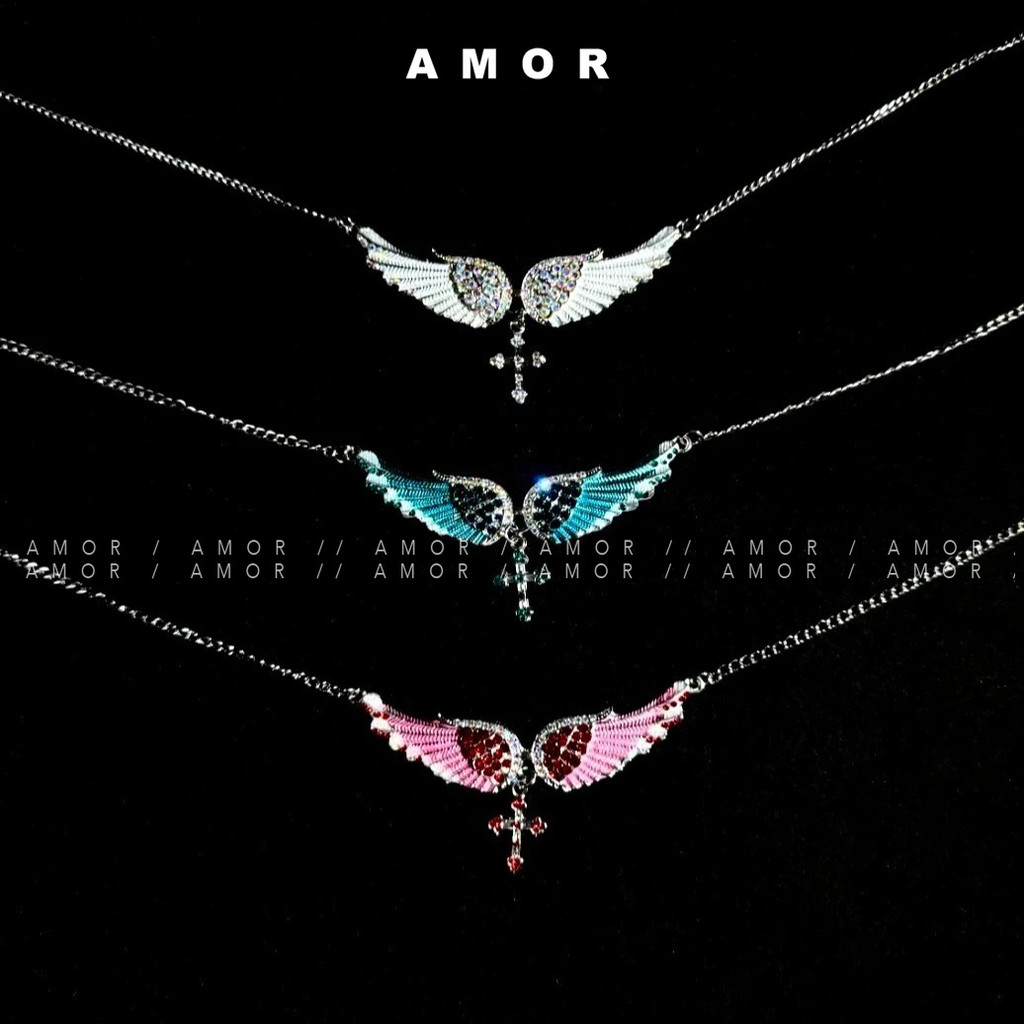 High-end Minimalist Unisex เครื่องประดับ, Angel Wing ฝังเพทายเงาจี้สร้อยคอ, Niche Original Design อเนกประสงค์ทุกวัน Clavicle Chain สําหรับผู้ชายผู้หญิง