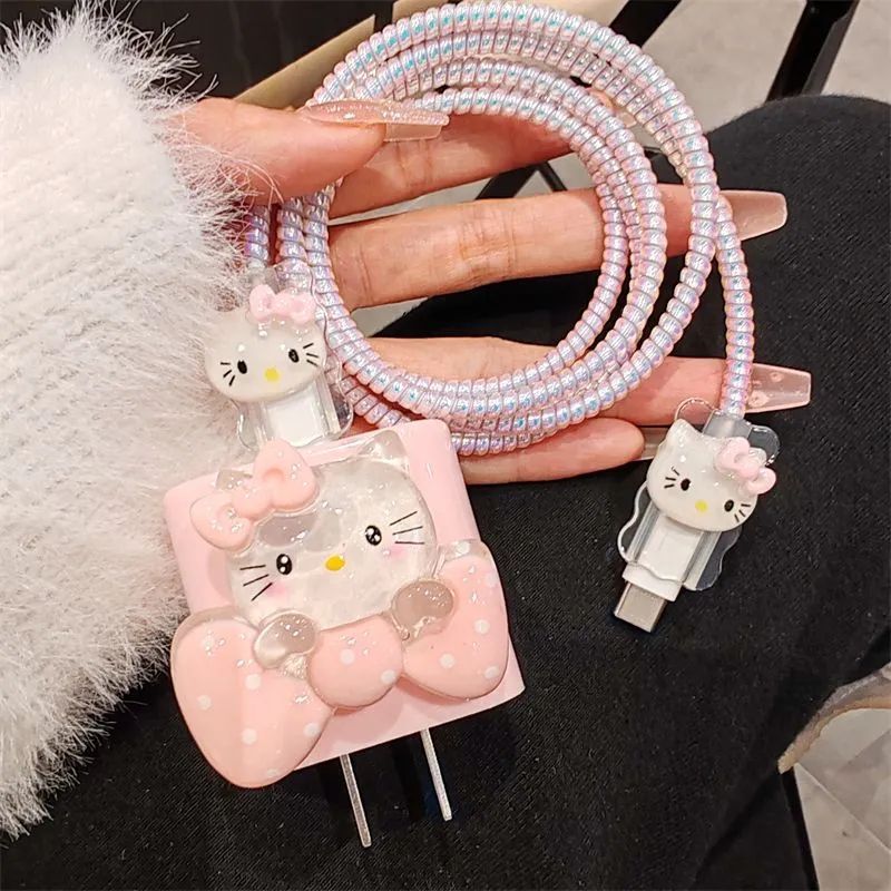 สีชมพูสําหรับ OPPO Charger Cover Charger Case น่ารักการ์ตูนสาย Protector สําหรับ OPPO 67w 80w 100w C