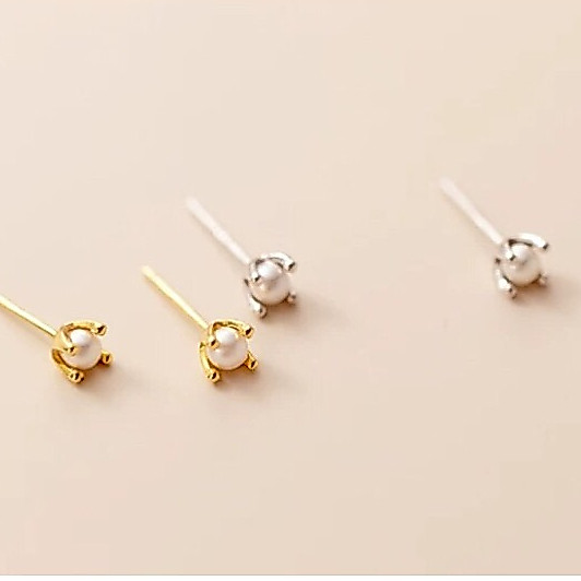 063-littlegirl gifts-Pearl stud earrings ต่างหูเงินแท้ s925
