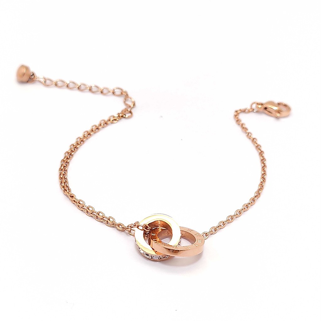 LAROV สร้อยข้อมือ รุ่น BR24-02 สีพิ้งค์โกลด์ สแตนเลสแท้