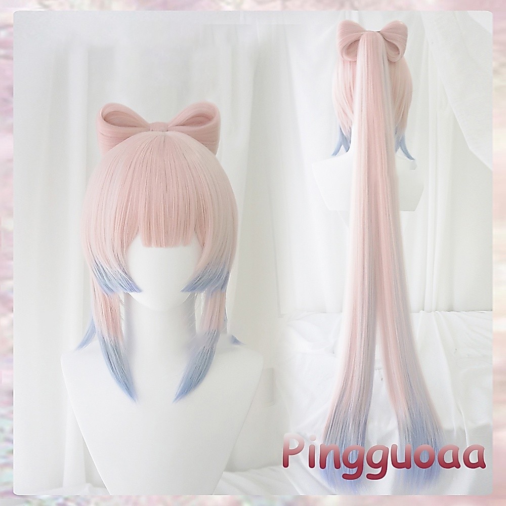 Genshin Impact Kokomi คอสเพลย์วิกผม 120 ซม.Pnk Light Blue Gradient ผมวิกผมสังเคราะห์ทนความร้อน